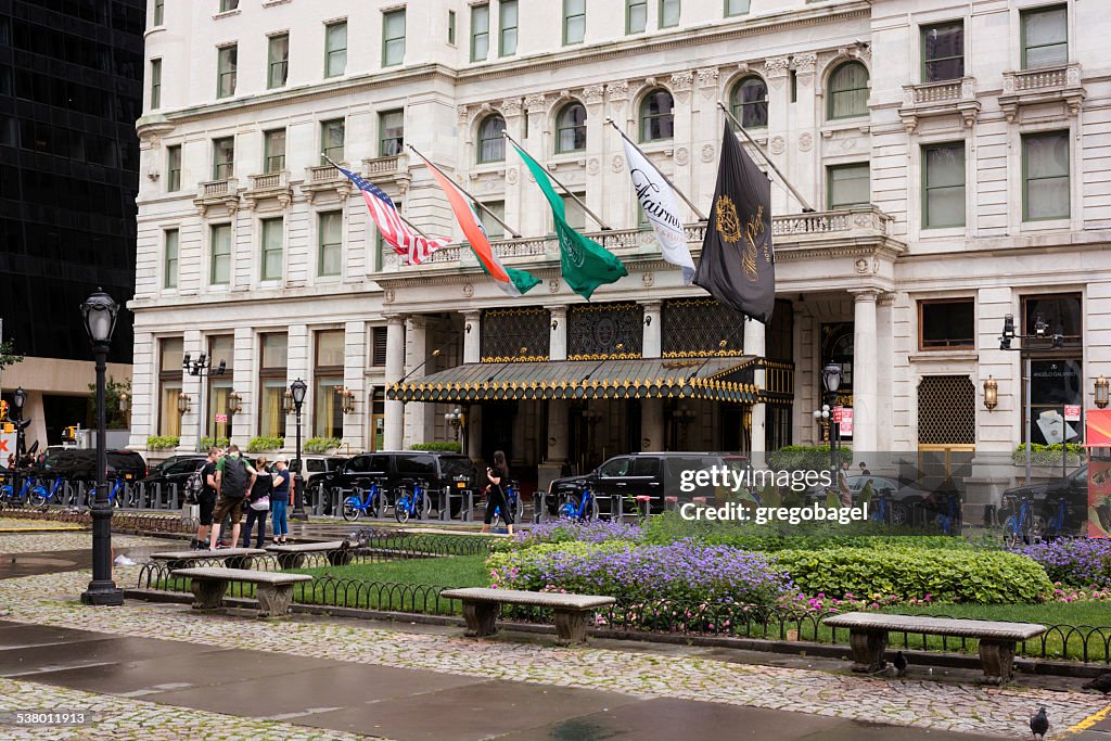 Entrance to Plaza Hotel of Manhattan in New York City