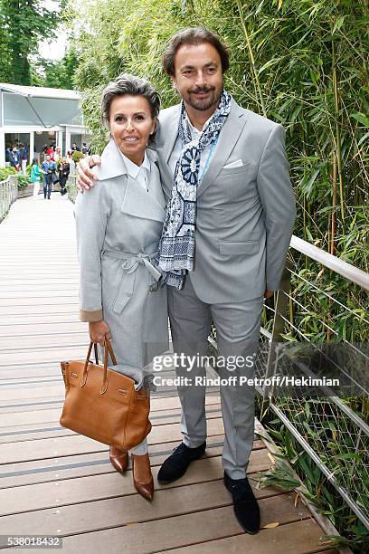 Henri Leconte and Maria Dowlatshahi attend Day Fourteen, Women single's Final of the 2016 French Tennis Open at Roland Garros on June 4, 2016 in...