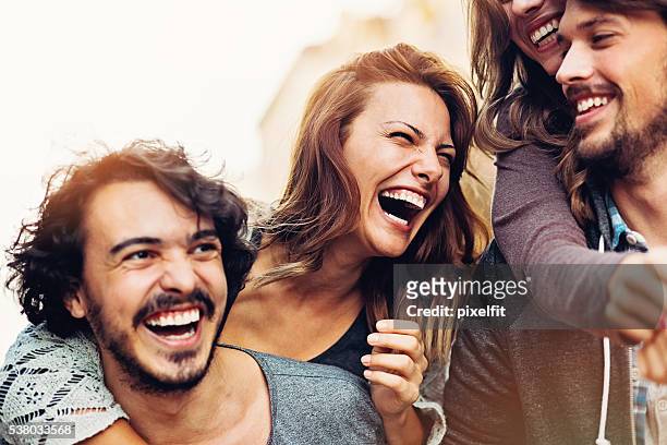 happy young couples - laughing stock pictures, royalty-free photos & images
