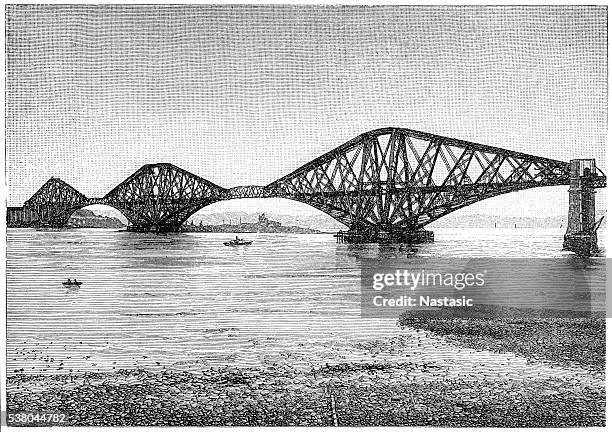 forth bridge near edinburgh - edinburgh stock illustrations