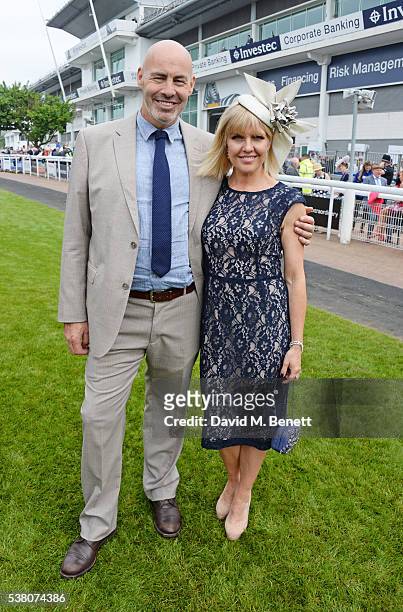 Terence Beesley and Ashley Jensen attend Derby Day during the Investec Derby Festival, celebrating The Queen's 90th Birthday, at Epsom Downs...