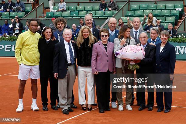 Yannick Noah, Guillermo Villas, Gustavo Kuerten, Rod Laver, Arantxa Sanchez, Todd Martin, Billie Jean King, Stan Smith, Amelie Mauresmo, President of...