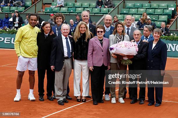 Yannick Noah, Guillermo Villas, Gustavo Kuerten, Rod Laver, Arantxa Sanchez, Todd Martin, Billie Jean King, Stan Smith, Amelie Mauresmo, President of...