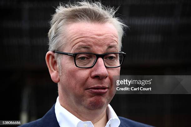 Justice Secretary Michael Gove attends a Vote Leave rally on June 4, 2016 in London, England. Boris Johnson and the Vote Leave campaign are touring...