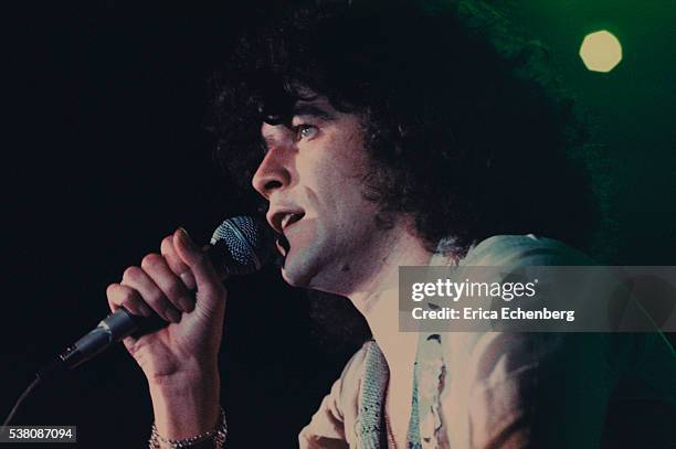 Dan McCafferty of Nazareth performs on stage, Brighton, 1975.