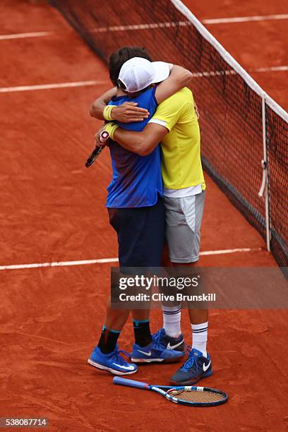 Feliciano Lopez and Marc Lopez of Spain celebrates victory during the Men's Doubles final match against Mike Bryan and Bob Bryan of the United States...