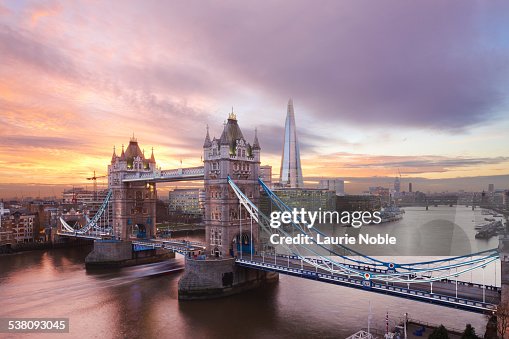 Tower Bridge and The Shard at sunset, London Tower Bridge and The Shard at sunset, London