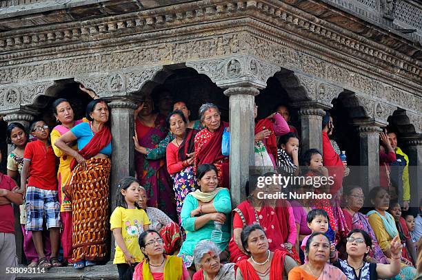 Devotees observing religious ritual dance during 12 year Shree Bagh Bhairab Dance Jatra Celebrated at Patan, Nepal on June 4, 2016. Which is...