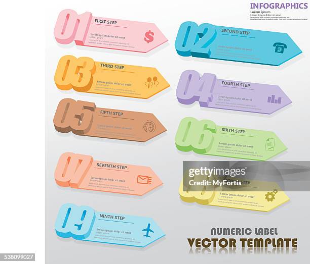 infographics numeric 3d set - stage set stock illustrations