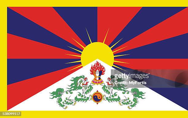 ilustrações, clipart, desenhos animados e ícones de a bandeira do tibete - territorial animal