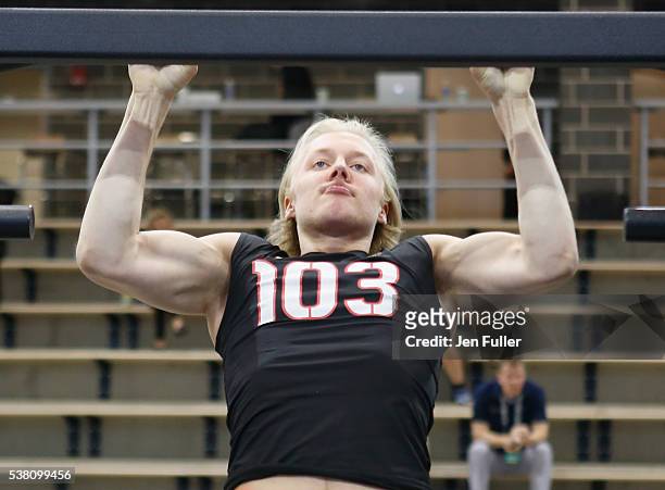 Alexander Nylander does Pull-ups during the NHL Combine at HarborCenter on June 4, 2016 in Buffalo, New York.