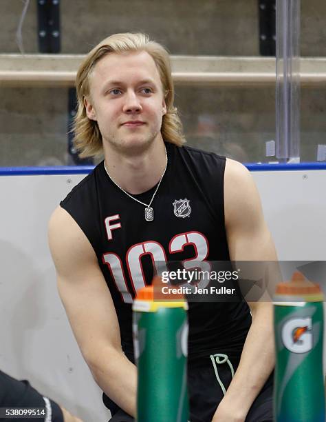 Alexander Nylander waits to be tested before the NHL Combine at HarborCenter on June 4, 2016 in Buffalo, New York.