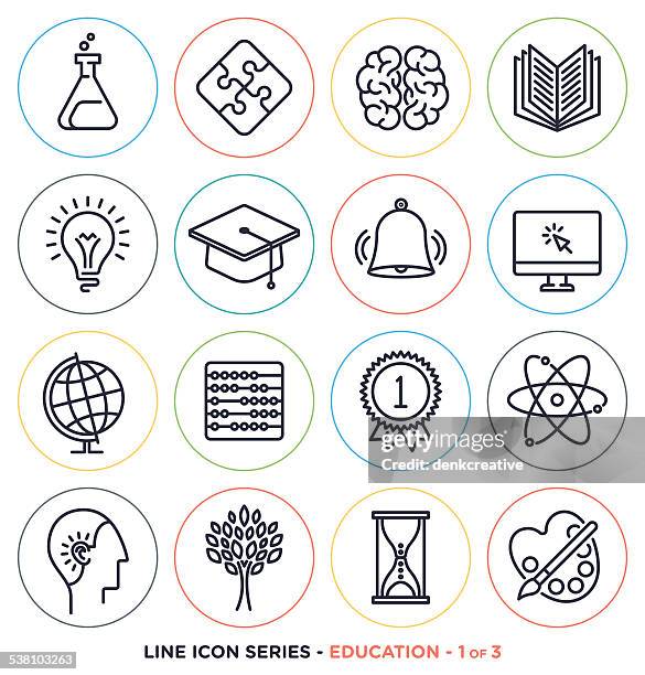 education & learning line icons - abacus abstract stock illustrations