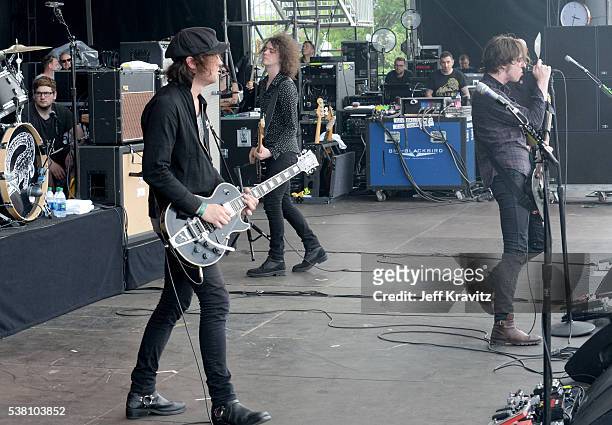 Johnny Bond, Van McCann and Benjamin Blakeway of Catfish And The Bottlemen perform onstage during 2016 Governors Ball Music Festival at Randall's...