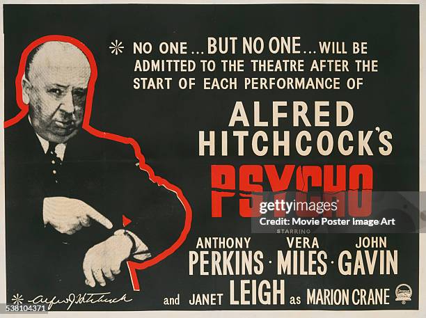 Poster for Alfred Hitchcock's 1960 horror film 'Psycho'.