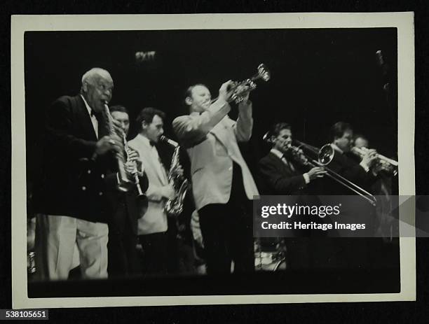 Sidney Bechet and Humphrey Lyttelton playing at Colston Hall, Bristol, 1956. Artist: Denis Williams.