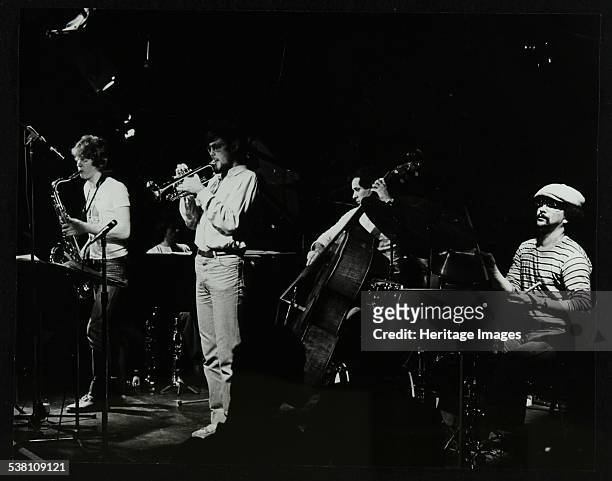 Jazz at The Stables, Wavendon, Buckinghamshire. Chris Hunter , Michael Garrick , Guy Barker , Chris Laurence and Brian Abrahams . Artist: Denis...