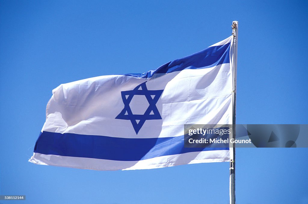Israeli Flag Flying in Breeze