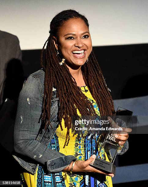 Honoree Ava DuVernay accepts award at Spirit of Independence during the 2016 Los Angeles Film Festival at Arclight Cinemas Culver City on June 4,...