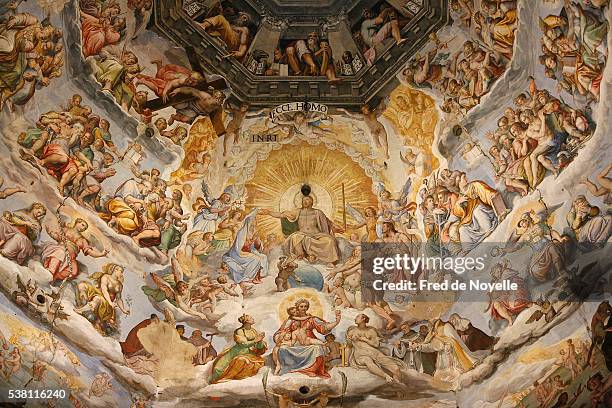 last judgment fresco cycle by frederico zuccaro and giorgio vasari - classical style stock pictures, royalty-free photos & images