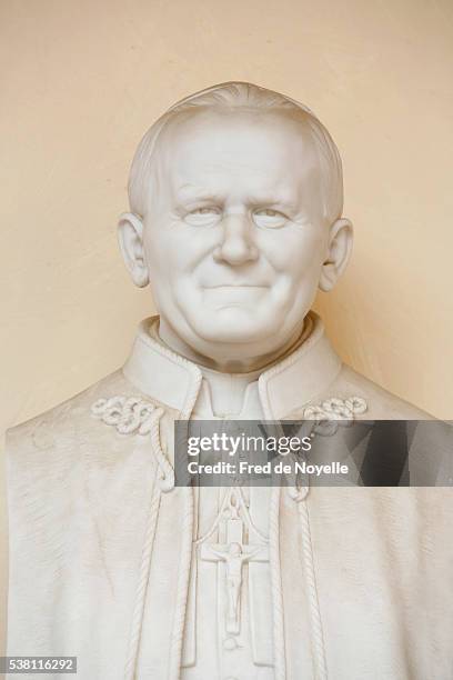 john paul ii marble sculpture bust - pope imagens e fotografias de stock