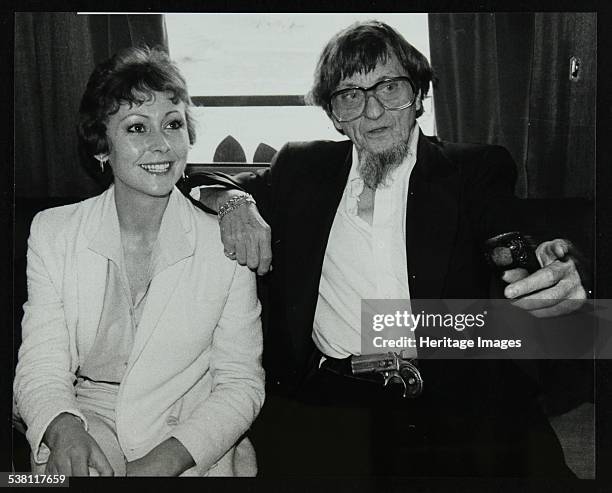 Drummer Barrett Deems on board the paddle steamer Elizabethan, London, 8 October 1984. Alongside Deems, who played in Louis Armstrong's band is Carol...