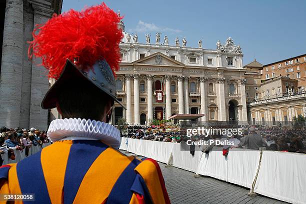 swiss guard at saint peter's basilica - swiss-guard stock pictures, royalty-free photos & images