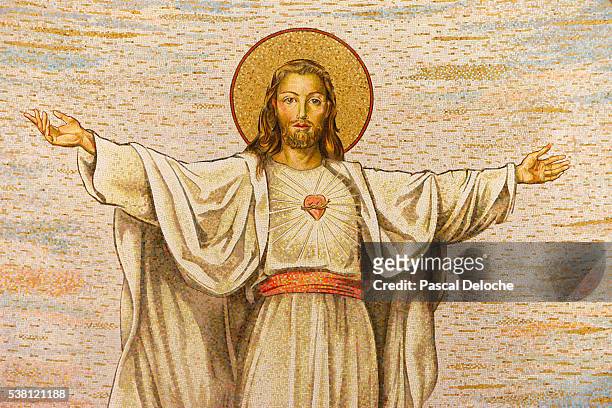 mosaic of jesus christ - jesucristo fotografías e imágenes de stock
