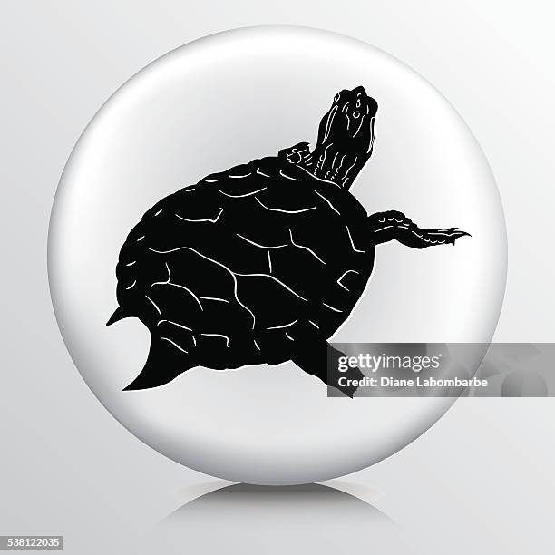 snapping turtle icon on grey base - snapping turtle vector stock illustrations