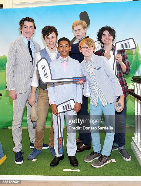 Actors Spencer List, Nolan Gould, Sayeed Shahidi, Aidan Alexander, Phoenix List and Max Burkholder attend Brooks Brothers Mini Classic to Benefit St....