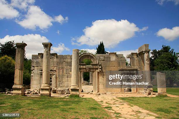 ruins of the ancient synagogue in baram - kibbutz-baram stock pictures, royalty-free photos & images