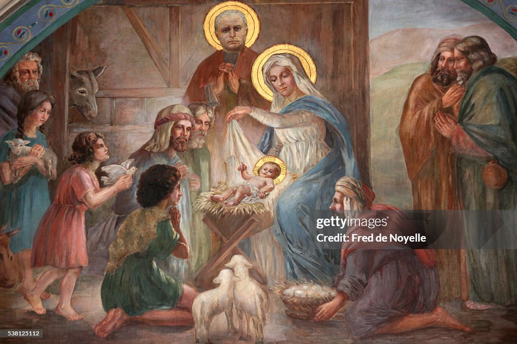 Nativity scene fresco in Saint Joseph des Nations church