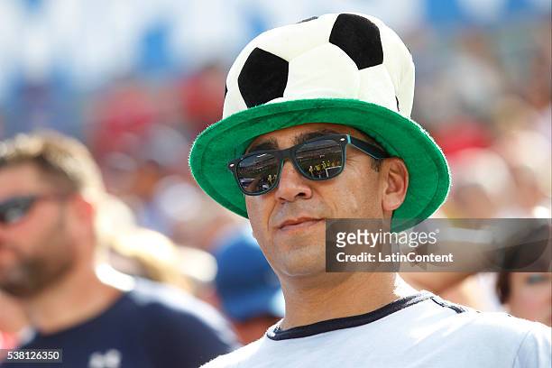 Fan watches the game during a group A match between Costa Rica and Paraguay at Camping World Stadium l as part of Copa America Centenario US 2016 on...