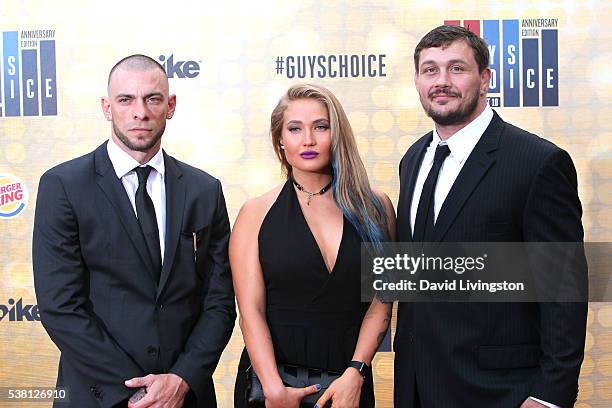 Fighters Joe Schilling, Anastasia Yankova and Matt Mitrione attend Spike TV's 'Guys Choice 2016' at Sony Pictures Studios on June 4, 2016 in Culver...