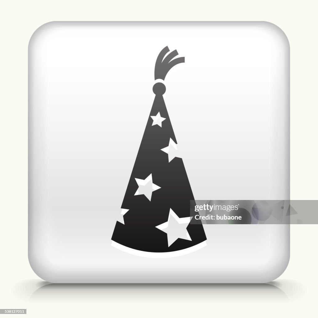 Square Button with Wizard Hat royalty free vector art