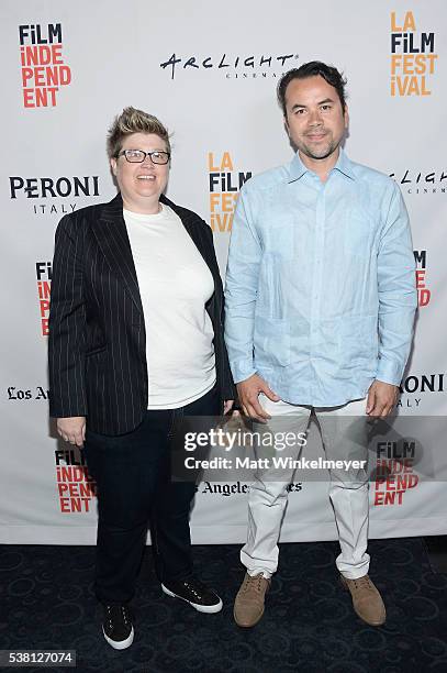 Programmer Jenn Wilson and director Lalo Molina attend the premiere of "Actors of Sound" during the 2016 Los Angeles Film Festival at Arclight...