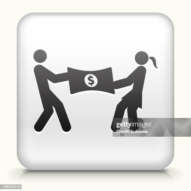 square button with dividing money royalty free vector art - couple bills stock illustrations