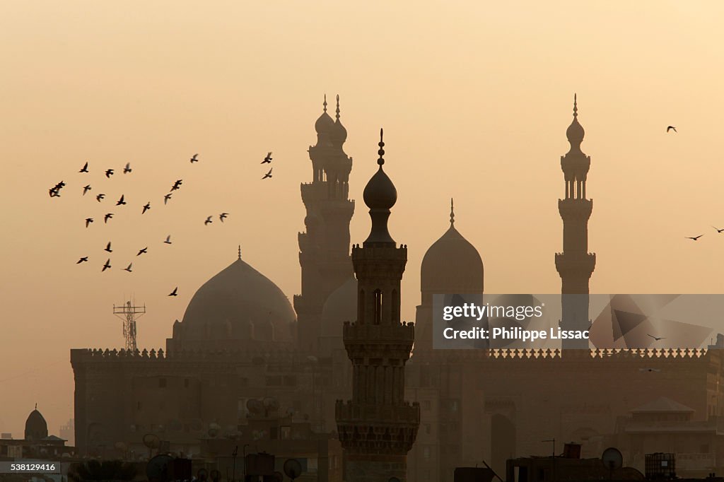 Al Rifai and Sultan Hassan mosques at dusk