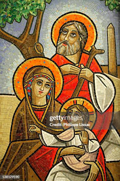 coptic icon : holy family - copto imagens e fotografias de stock