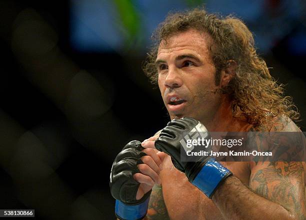 Clay Guida during his featherweight bout at UFC 199 at The Forum on June 4, 2016 in Inglewood, California.
