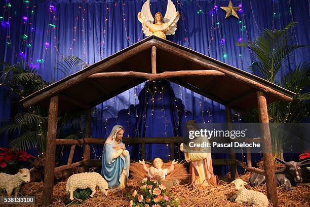 christmas crib. - catholic church christmas stock pictures, royalty-free photos & images