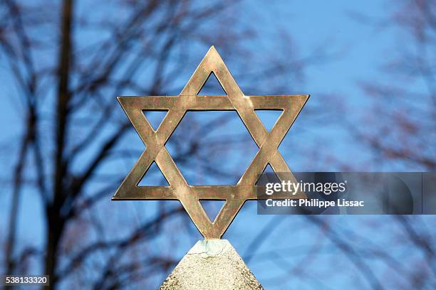 star of david on top of a gravestone - judeus imagens e fotografias de stock