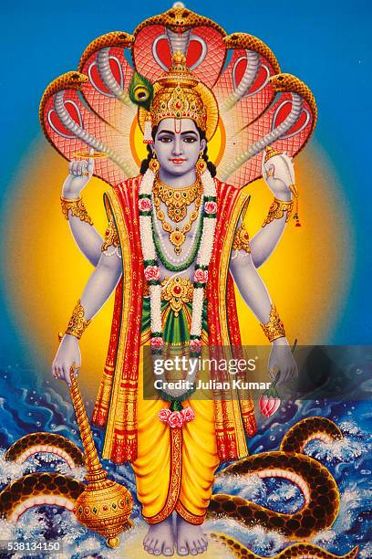 picture of hindu god vishnu - divinità foto e immagini stock