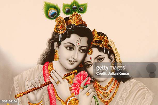 picture of hindu gods radha & krishna - radha stock-fotos und bilder