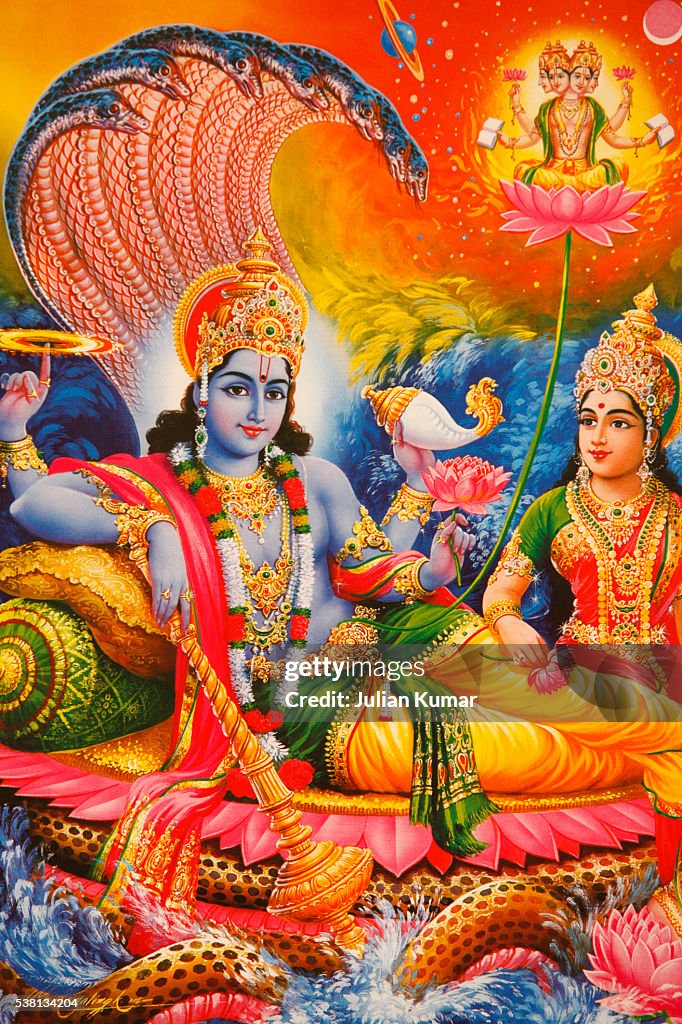 Picture of Hindu gods Vishnu & Lakshmi