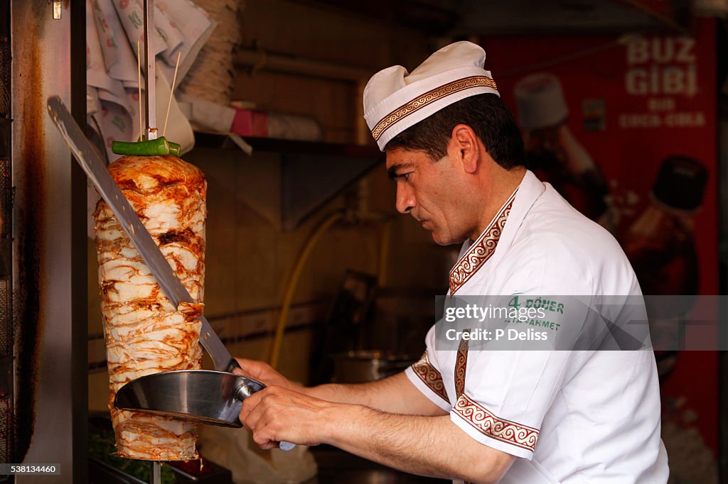 Cook carving meat