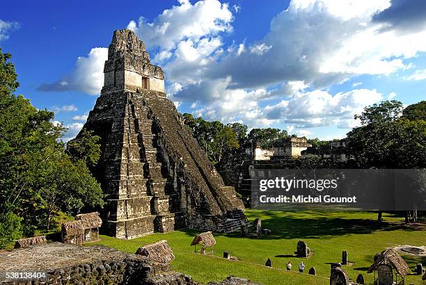 great jaguar temple, tikal - guatemala bildbanksfoton och bilder