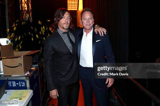 Actors Norman Reedus and Kiefer Sutherland attend Spike TV's 10th Annual Guys Choice Awards at Sony Pictures Studios on June 4, 2016 in Culver City,...