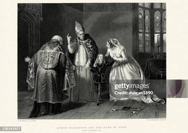 works of william shakespeare - king richard iii - queen elizabeth stock illustrations