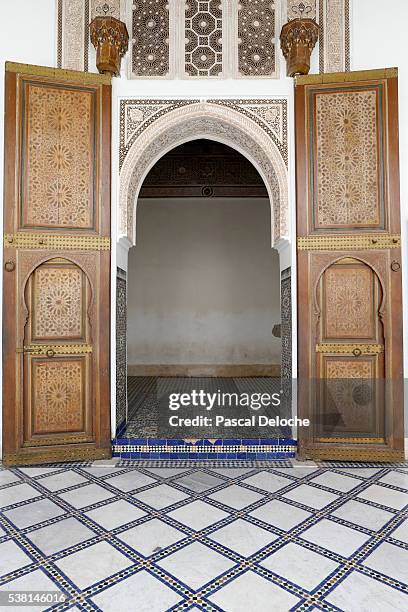 bahia palace. ornate door. - bahia state stock pictures, royalty-free photos & images